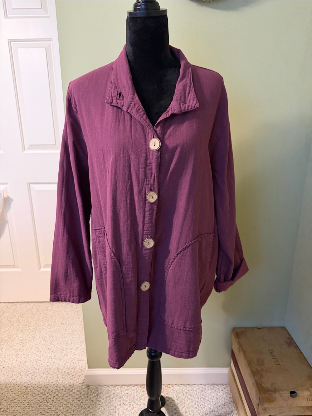 Relaxed Plum Button-Front Women's Jacket